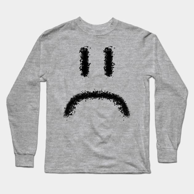 Sad Face made of black blobs Long Sleeve T-Shirt by Zeroeroroo